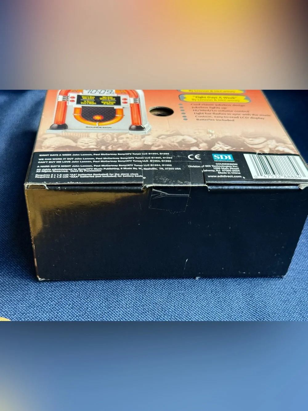Vintage 1992 Soundesign Beatles Jukebox Alarm Clock Model 3163B Box